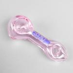 Mini Spoon Pendant Glass Hand Pipe With Label Straight Type 3.3 Inch
