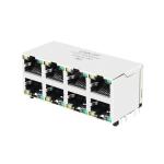 LPJE108XBGNL Tab Up 2X4 Port RJ45 Jack Connector Yellow/Green LED Without