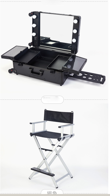 Aluminum Makeup Case With Mirror And Lights , Handle Fixed In The Top For Easy Carrying