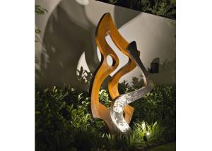 China Garden Decoration Metal Fire Sculpture Corten Steel 180cm Height factory