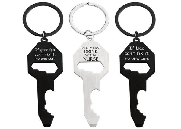 Key chain pendant Multifunctional Bottle opener screwdriver wrench Father's Day