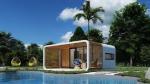 Apple Cottage Glass House Prefabricated Bungalow with Cut Board Wall and