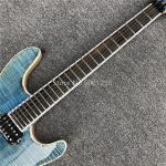 Light blue Quilted Flame Maple Mayones Electric Guitar,2019 New S logo Neck