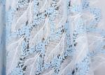 Dubai Stretch Water Soluble Embroidered Sequin Lace Fabric Blue And White Color