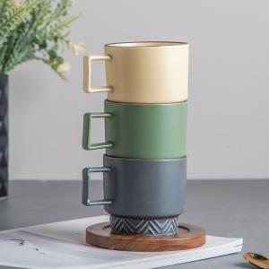China Color Glaze Vintage Coffee Mug Set 6 Ceramic Mug Cup Coffee Retro Stoneware Stack Cup factory