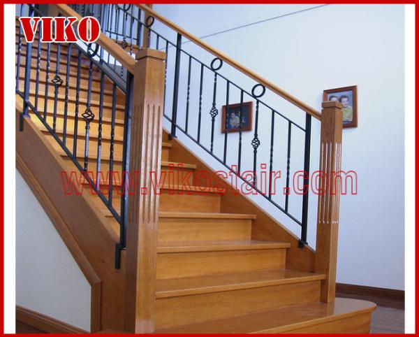Wrought Iron Staircase VK111S Wrought Iron Handrail Tread Beech,Railing tempered
