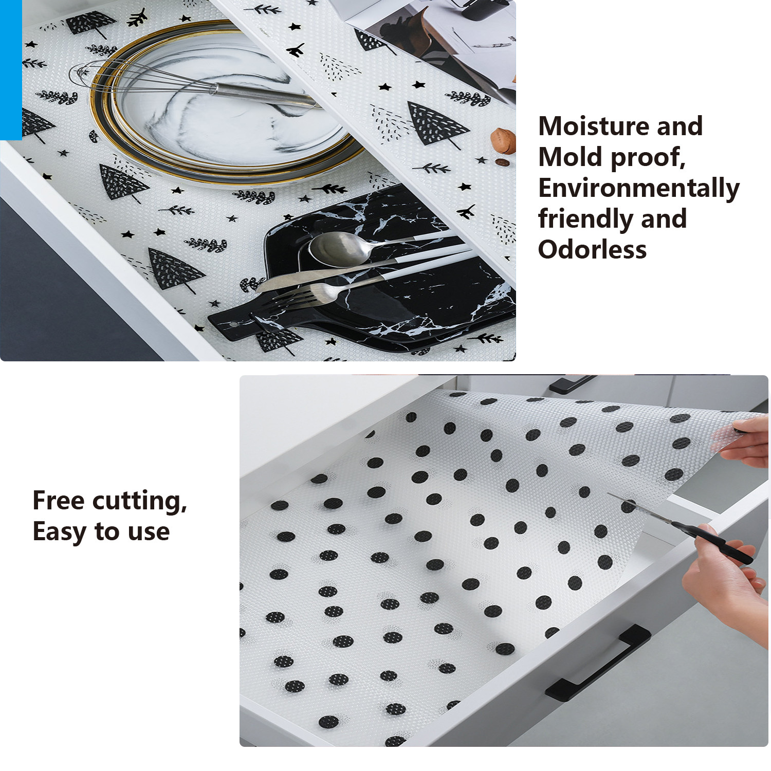 Diamonds Pattern 24 inch EVA Drawer Liners for Indoor and Outdoor Fridge Shelf Protection