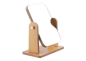 China Wooden Rotatable Round Table Mirror Rectangle Double Sided Makeup Mirror factory