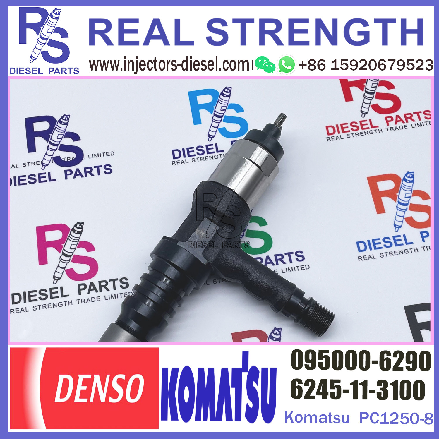PC1250-8 WA600 Excavator Engine Fuel Injector 6245-11-3100 095000-6290 For Komatsu