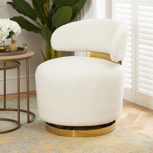 China Modern 5 Star Hotel Room Boucle White Fabric Material Swivel Armchair factory