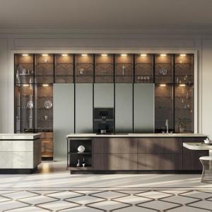 China Luxury Island Solid Surface Plywood Storage Kitchen Unit Set With Modern Corner Cabinet Wall Kitchen Cabinet factory