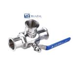 Forged Sanitary SS304/SS316L L/T Type Tri Clamp Stainless Steel 3 Way Ball Valve