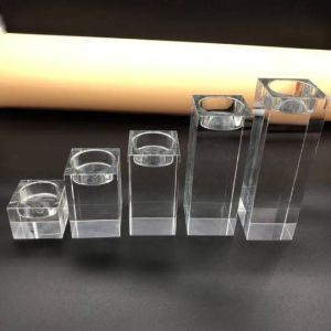 Square Clear Crystal Glass Ornament Tealight Candle Holde