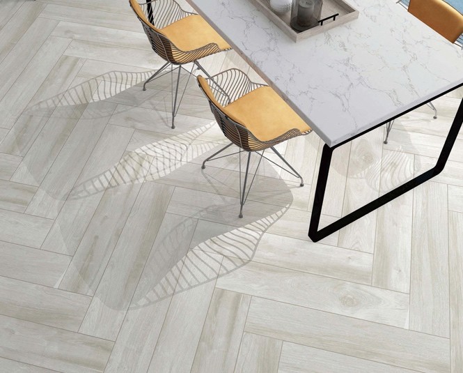 Yellow And Gray 200x1000mm Antibacterial Wooden Porcelain Strips Indoor Floor For Bathroom
