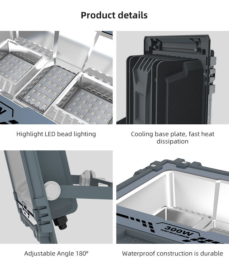 Flashing Remote Control SMD5050 LED Solar Floodlight Environmental Protection