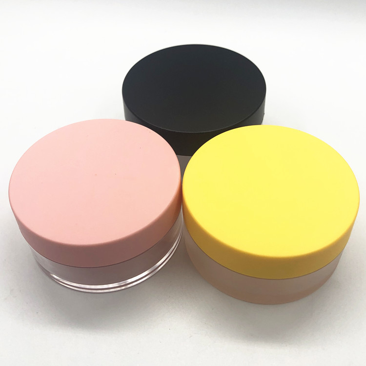 Private Label Clear Matte Cosmetic Loose Powder Sifter Jar with Black Frosted Screw Cap 3g 5g 10g 20g 30g 50g ABS PS
