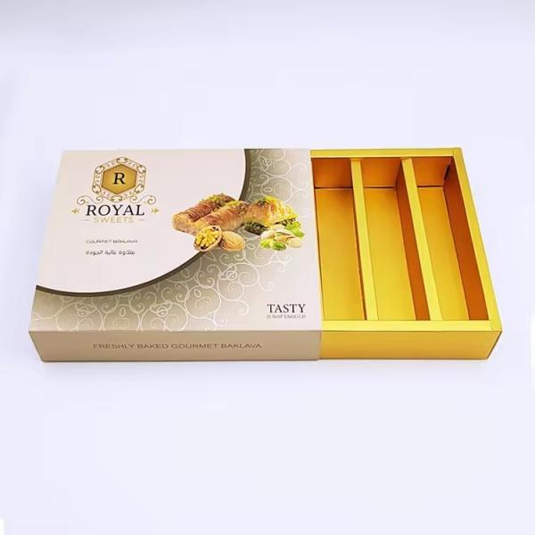 Giveaway Custom Print Golden Pull Out Drawer Paper Macaron Gift Box Packaging