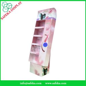 China 5 tier paper material paperboard cosmetics display shelf printed paper racking display stand for beauty products factory