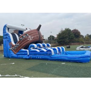 PirateShip Theme CMYK Inflatable Water Slide With Pool