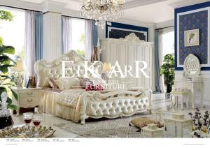 China 2018 European Style Antique wooden king size soft bed factory
