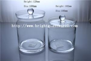 China nice glass storage jar with lid, glass container factory