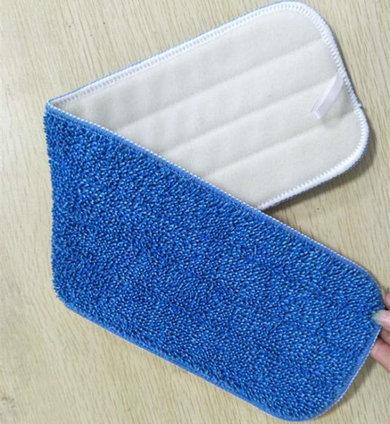 Blue Twisted Microfiber Wet Mop Pads , 5mm Sponge 280gsm Nylon Self Adhesive Mop