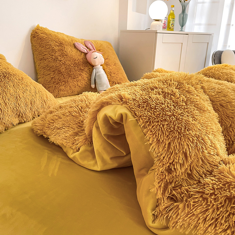 Age Group Adult Child Ginger Color Plain Dyed Duvet Cover Set for Winter Bed Linen