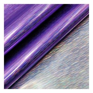 Rainbow Pu Holographic Wire-drawing Figure Embossed Artificial Faux Leather