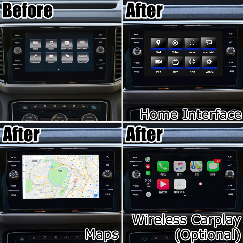 Hexa Core CPU Chip Car Video Interface Google Map For Volkswagen Teramont Atlas