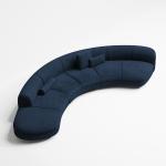 Blue Curved Sectional Sofa Fabric U Shape Lobby Reception Set Furniture