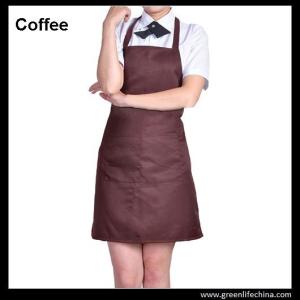 China Dirty resistant coffee color unisex working apron with 2pockets for coffee shop waiters factory