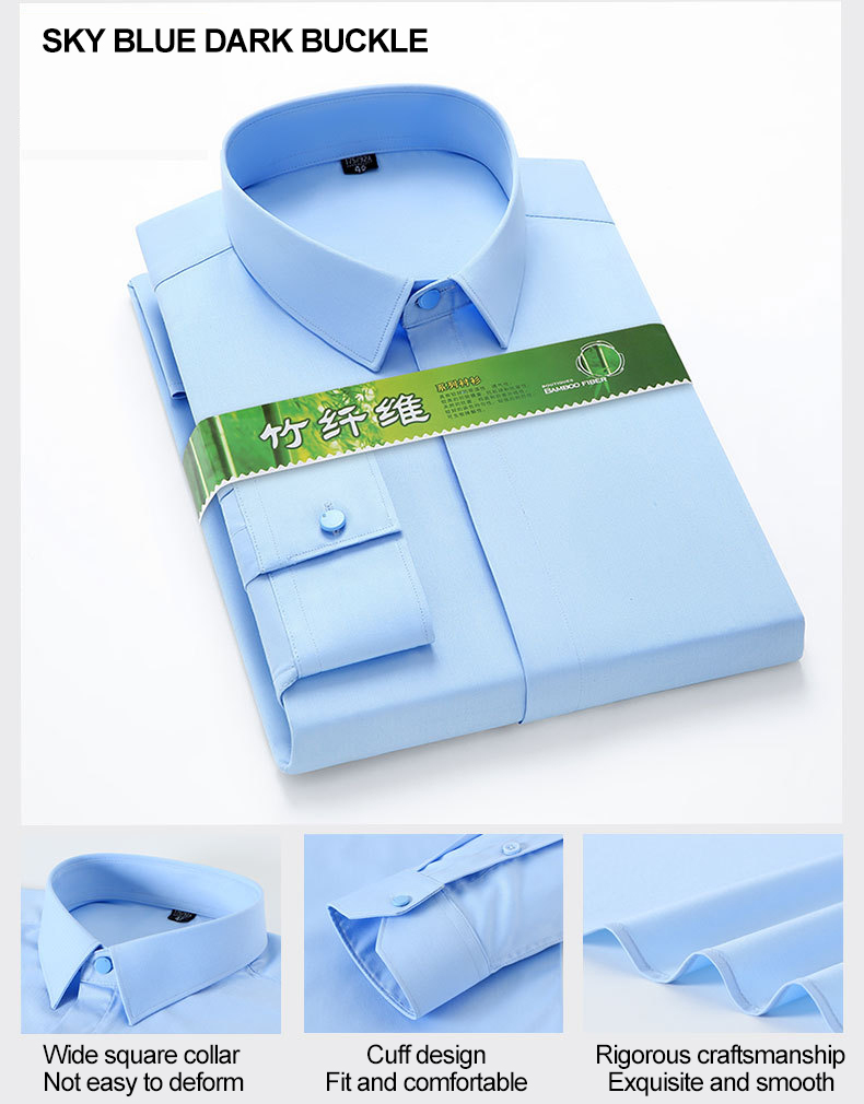 No Iron Anti-Wrinkle Formal Shirt Concealed Button Closure Bamboo Fiber Professional
