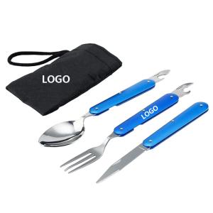 China Outdoor Stainless Steel Folding Picnic Tablewares Logo Customized factory