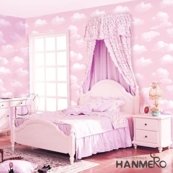 Pink Color Wallcovering PVC 0.53*10M/Roll Children Room Decorative Wallpaper