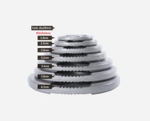 China 1.25kg 2.5kg 5kg 7.5lkg 10kg 15kg 20kg dia28m high standard weight plate with three handle factory