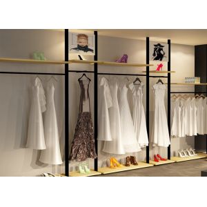 Light Weight Clothes Display Stand Laminate Of Walnut , Iron Baking