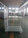 CE Hot Dipped Zinc 4 Sided Wheeling Roll Cage Containers