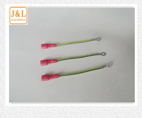 High quality wire harness UL1015# yellow note green+3.2 round end +250 insulation end
