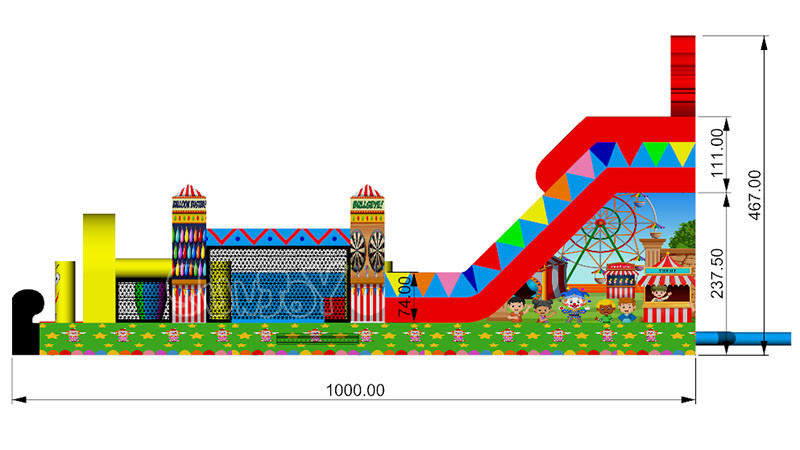 EN14960 0.55mm Plato Inflatable 5K Obstacles Running Race