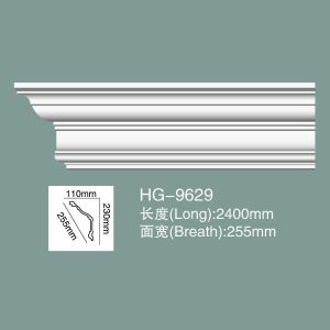 China Foam Skirting Ceiling Cornice Polyurethane Crown Moulding HG-9629 factory