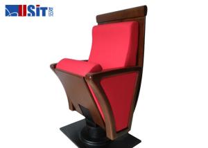 China High End Wooden Auditorium Theater Seating Red Color With Single Steel Leg factory