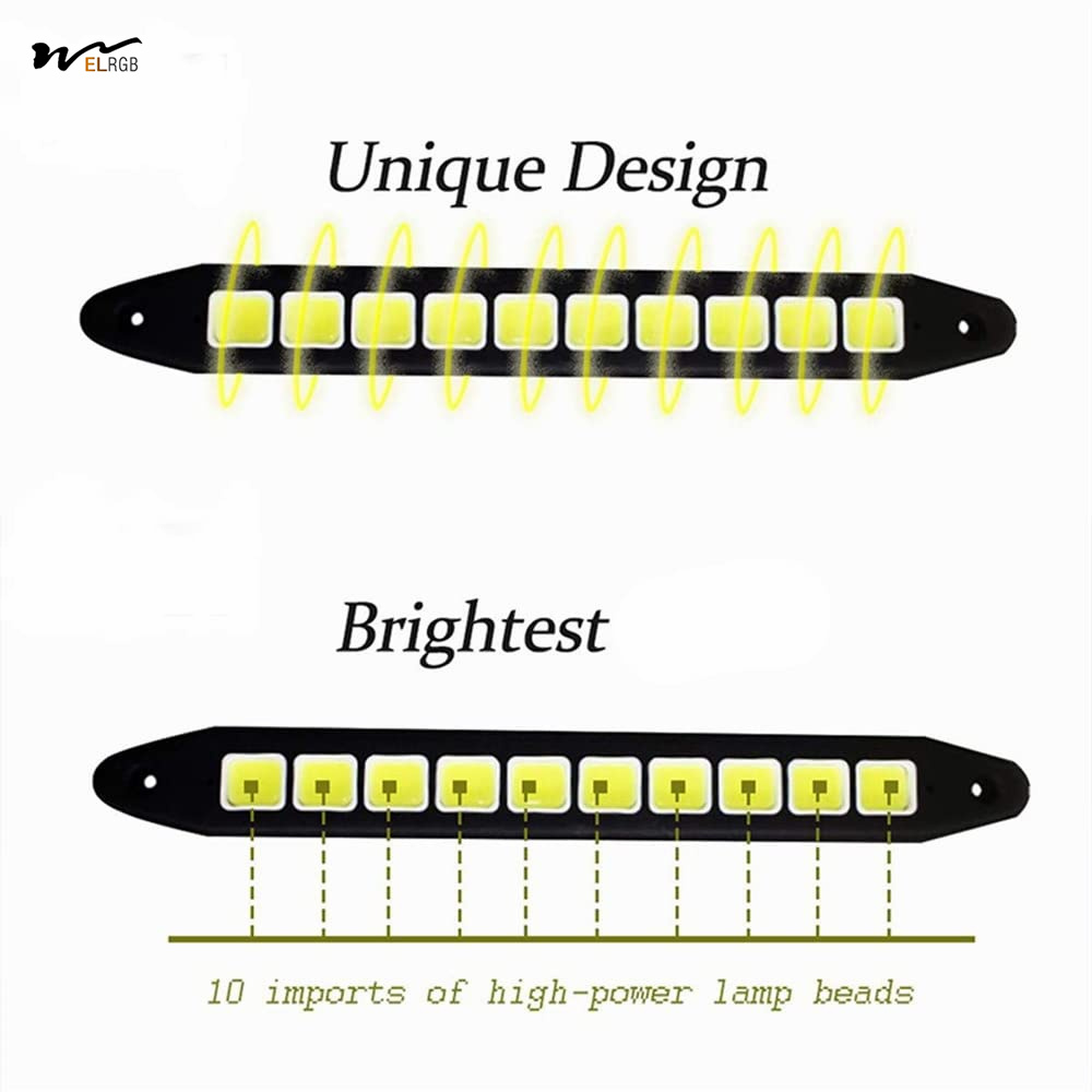 Waterproof COB DRL Fog Lights for Car 2Pcs High Power LED Daytime Running Light Strip