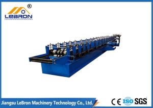 China Blue Color Gutter Roll Forming Machine , PLC Control Seamless Gutter Equipment factory