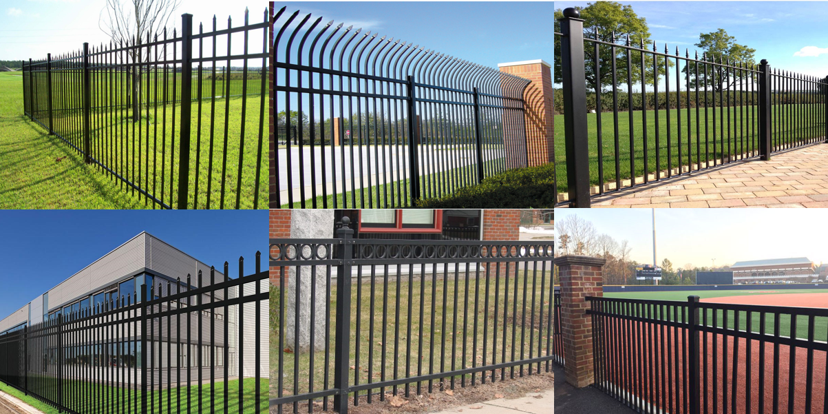 Home Garden Decorative Picket Metal Fence Black Palisade Wrought Iron Panels 0.5m