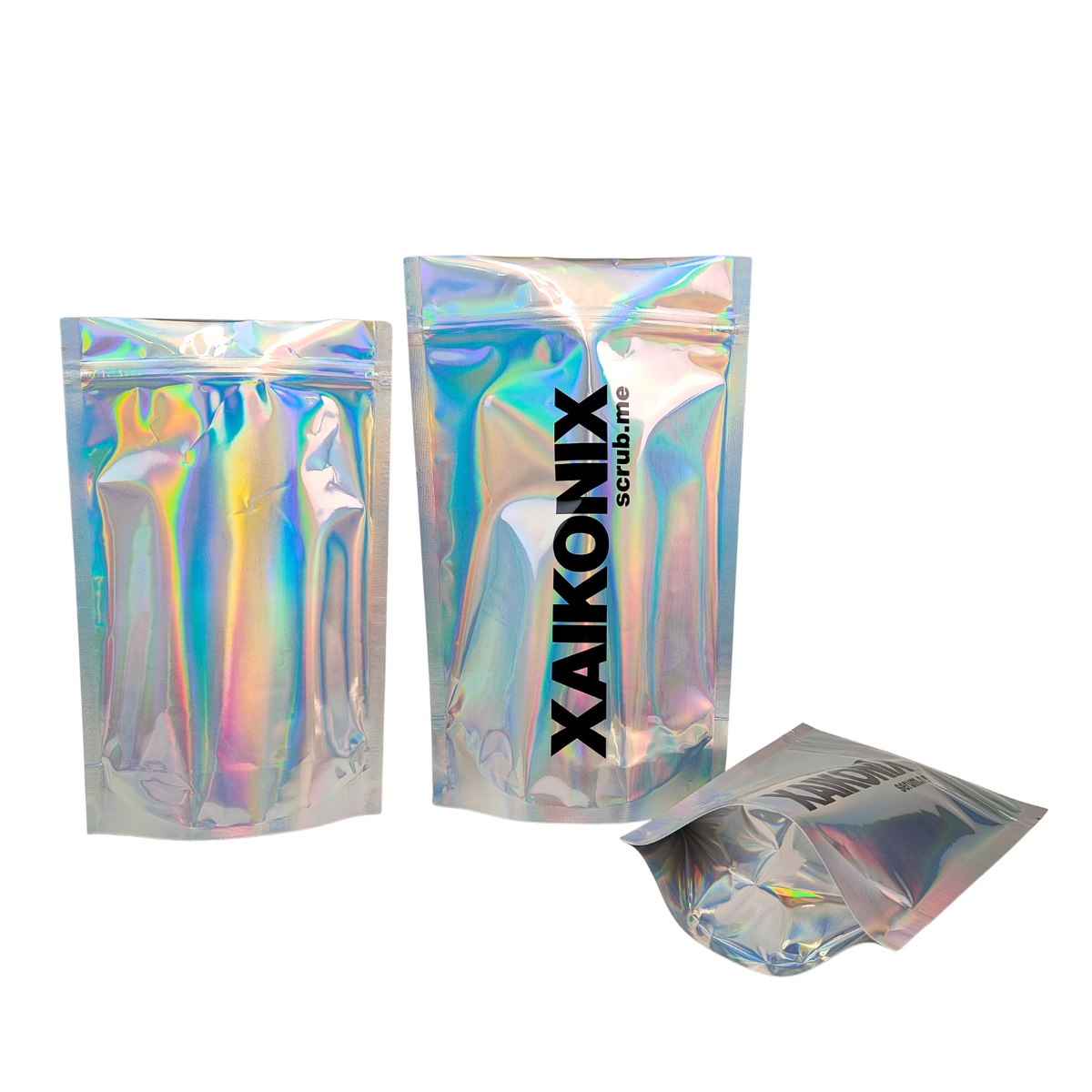 Customized Hologram Mylar Bags Resealable Smell Proof Holographic Plastic Zipper