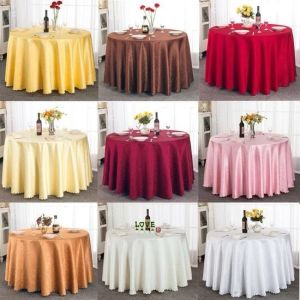 Polyester Hotel Table Cloth Customized With Jacquard Design 70cm Fall
