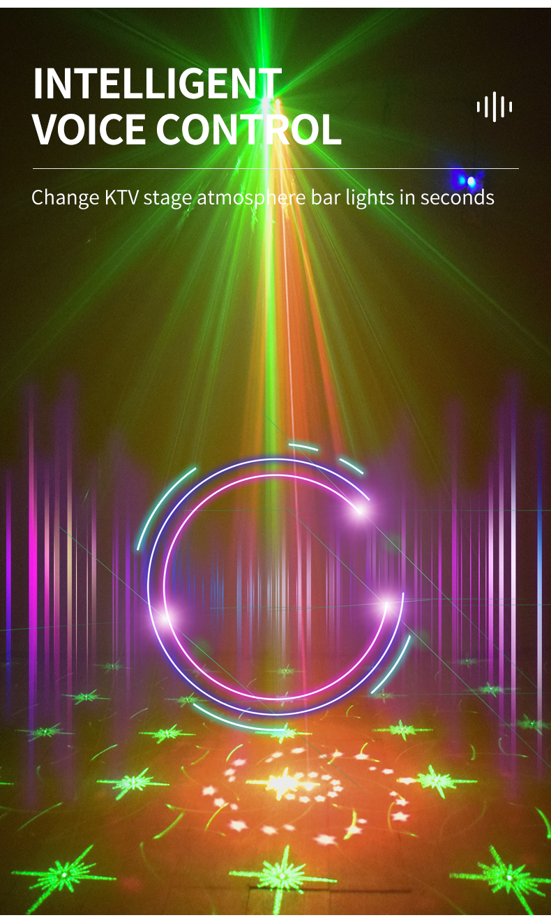 LED Sound Activated Laser Light RGB Flash Strobe Projector Dream Aurora DJ Disco Stage Party Lights for Christmas Dance