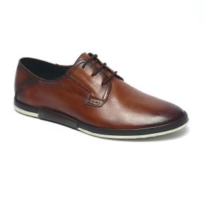 China Brown Lace up Brush Finishing Mens Genuine Leather Casual Shoe factory