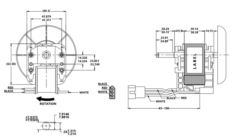 2.38"116W C Frame Electric Fan Motors Ac Shaded Pole with Dual Speed quick connector