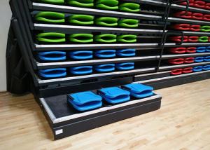 China Wall Attached Retractable Grandstands Space Saving With Contoured Seat Surface factory